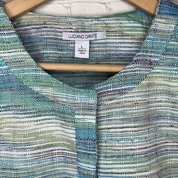 Luciano Dante Women’s Blue Green Snap Closure Front Pockets Vintage Blazer sz L - Picture 3 of 7